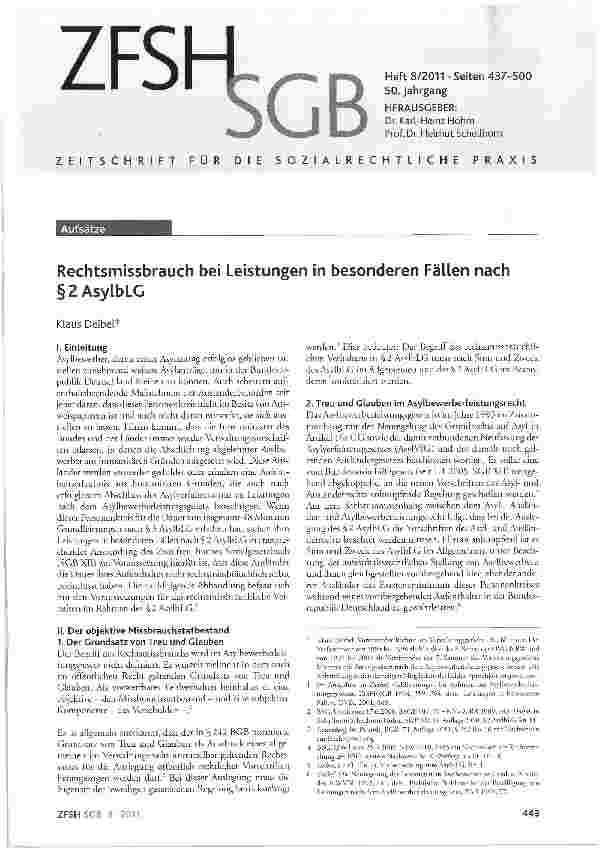 Vorschauseite 1: Rechtsmissbrauch bei Leistungen in besonderen Fällen nach §2 AsylbLG