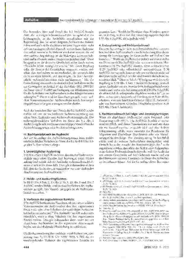 Vorschauseite 2: Rechtsmissbrauch bei Leistungen in besonderen Fällen nach §2 AsylbLG
