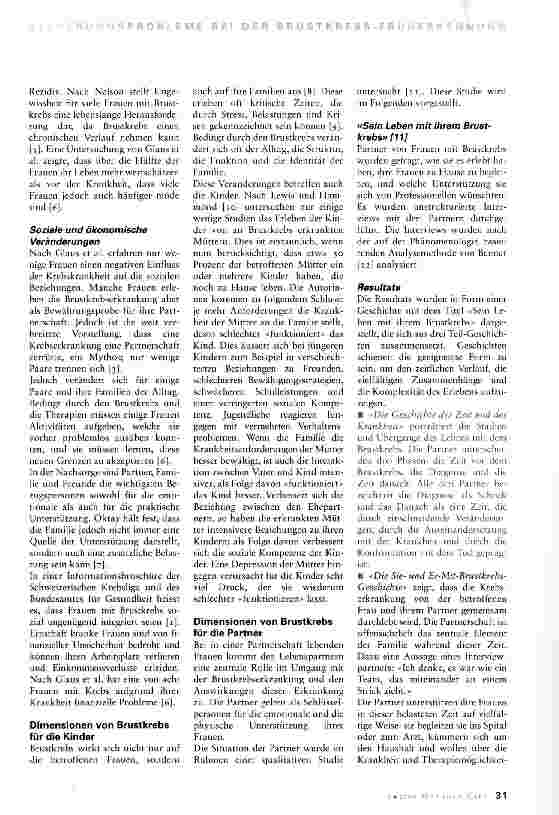 Vorschauseite 2: «Diagnose: Brustkrebs» -was heisst das für Betroffene und ihre Familien?