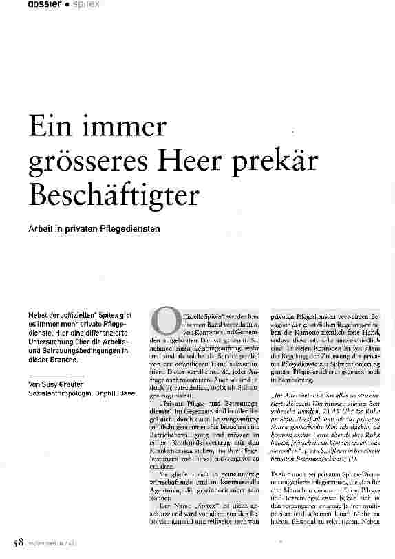 Vorschauseite 1: Ein immer grösseres Heer prekär Beschäftigter