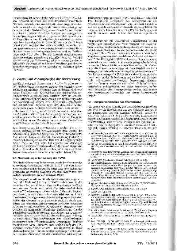 Vorschauseite 2: Keine Nachwirkung betriebsverfassungsrechtlicher Tarif normen i. S-d- §117 Abs-2 BetrVG