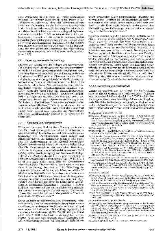 Vorschauseite 3: Keine Nachwirkung betriebsverfassungsrechtlicher Tarif normen i. S-d- §117 Abs-2 BetrVG