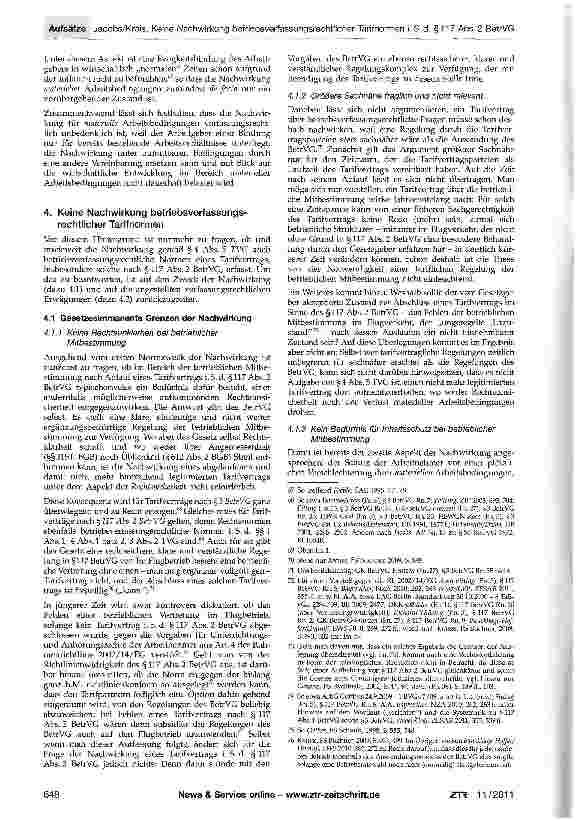 Vorschauseite 6: Keine Nachwirkung betriebsverfassungsrechtlicher Tarif normen i. S-d- §117 Abs-2 BetrVG