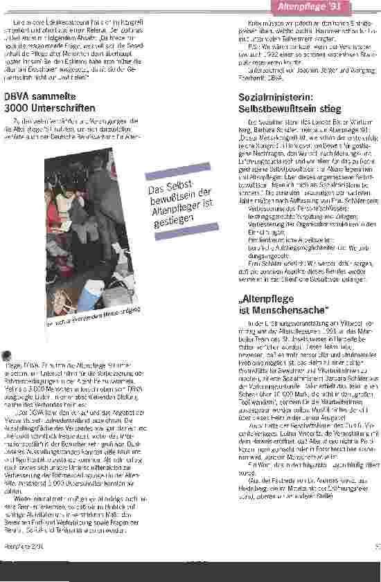 Vorschauseite 5: Trotz einiger Mängel hochzufrieden - 16500 AltenpflegerInnen besuchten die Messe - Altenpflege 1991 in Ulm