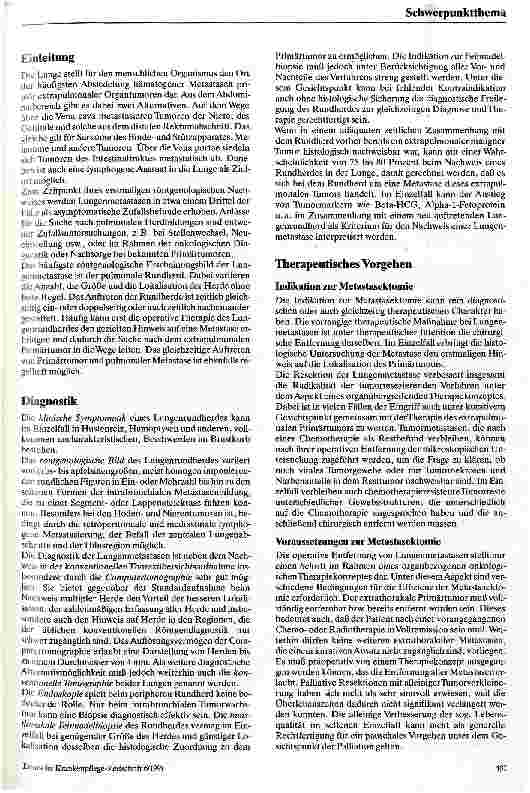 Vorschauseite 2: Diagnostik und Therapie von Lungenmetastasen