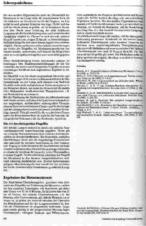 Vorschauseite 3: Diagnostik und Therapie von Lungenmetastasen
