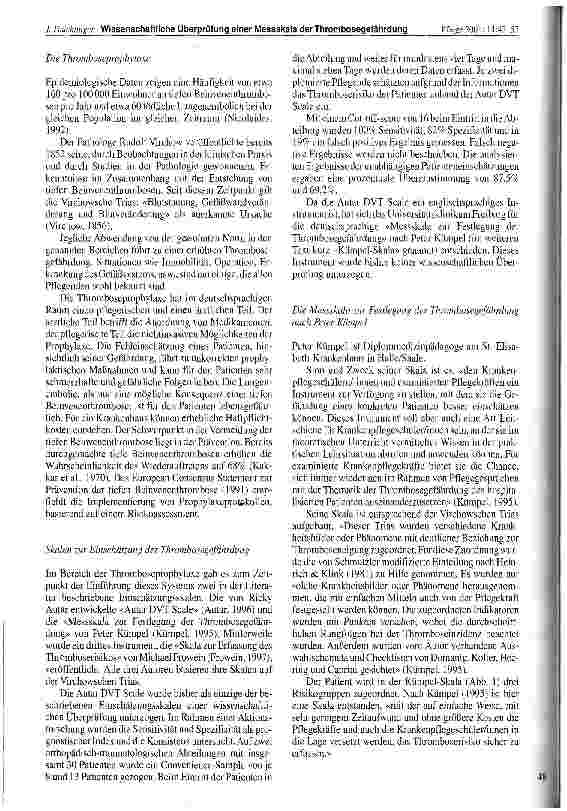 Vorschauseite 2: Wissenschaftliche Überprüfung einer Messskala zur Einschätzung der Thrombosegefährdung