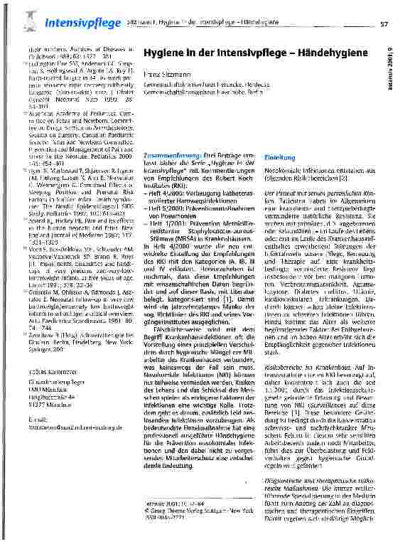 Vorschauseite 1: Hygiene in der Intensivpflege - Händehygiene