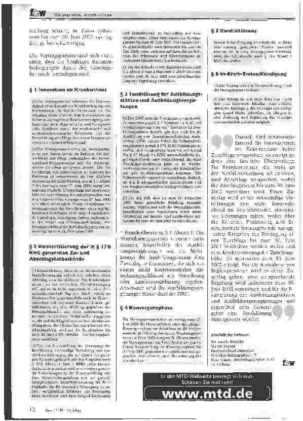 Vorschauseite 3: Was lange wahrt, ist noch nicht gutDie Spitzenverbände der Selbstverwaltungschlössen einen Vertrag über Zuund Abschläge für Krankenhäuser