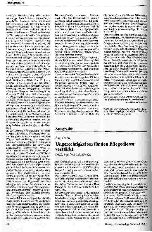 Vorschauseite 2: Pflegeforschung für die Pflegepraxis 3. Pflegeforschungstag des DBfK am 20.6.1991 in Nürnberg
