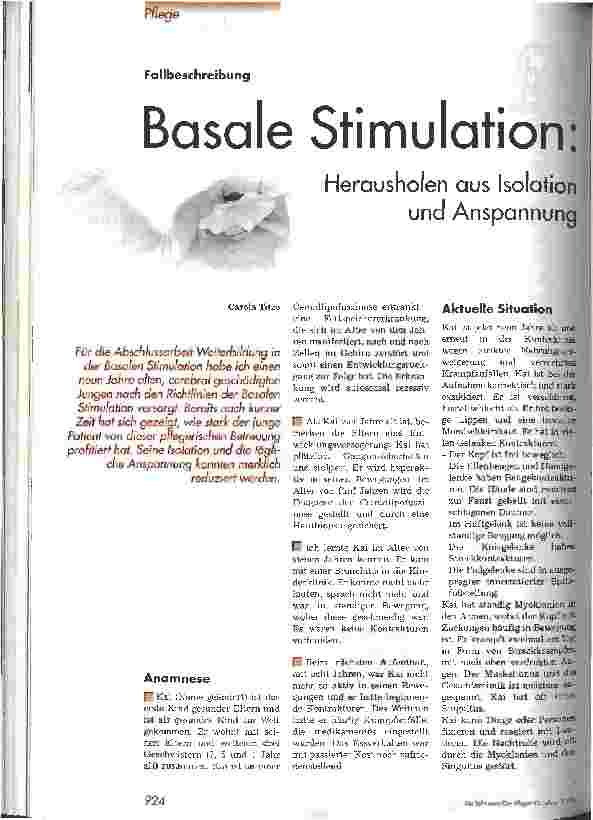 Vorschauseite 1: Basale Stimulation Herausholen aus Isolation und Anspannung