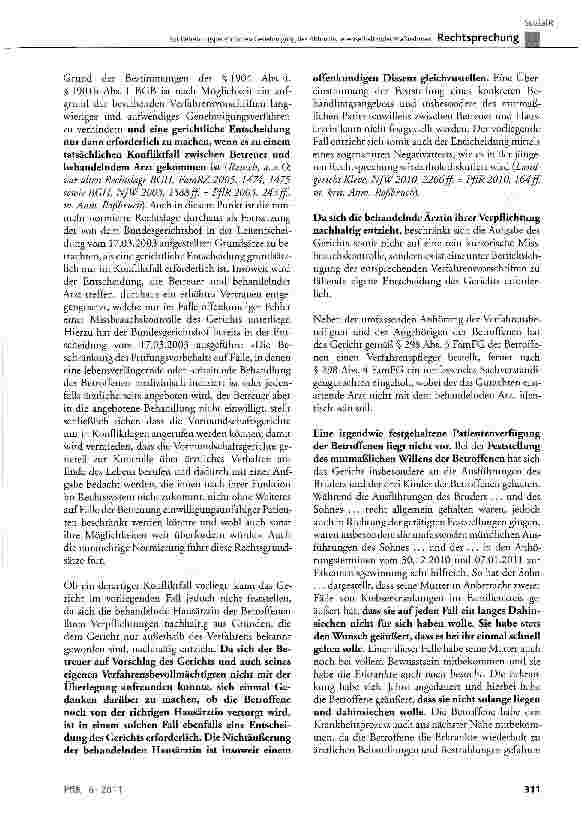 Vorschauseite 4: Zur betreuungsgerichtlichen Genehmigung des Abbruchs lebenserhaltender Maßnahmen(hier: Beendigung der Ernährung mittels PEG-Sonde)