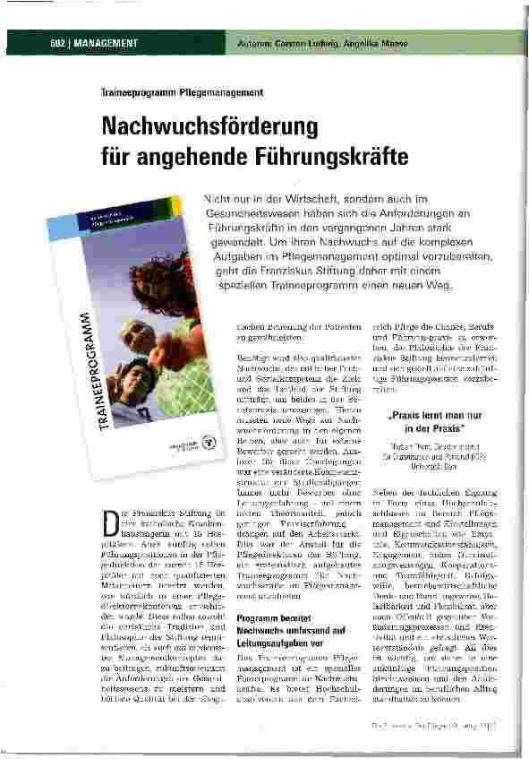 Vorschauseite 1: Nachwuchsförderung für angehende Führungskräfte