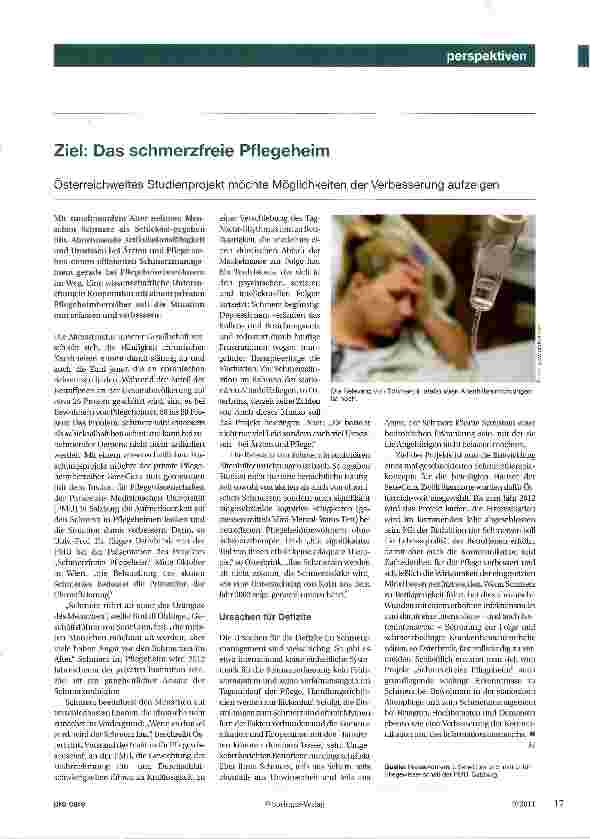 Vorschauseite 1: Ziel: Das schmerzfreie Pflegeheim
