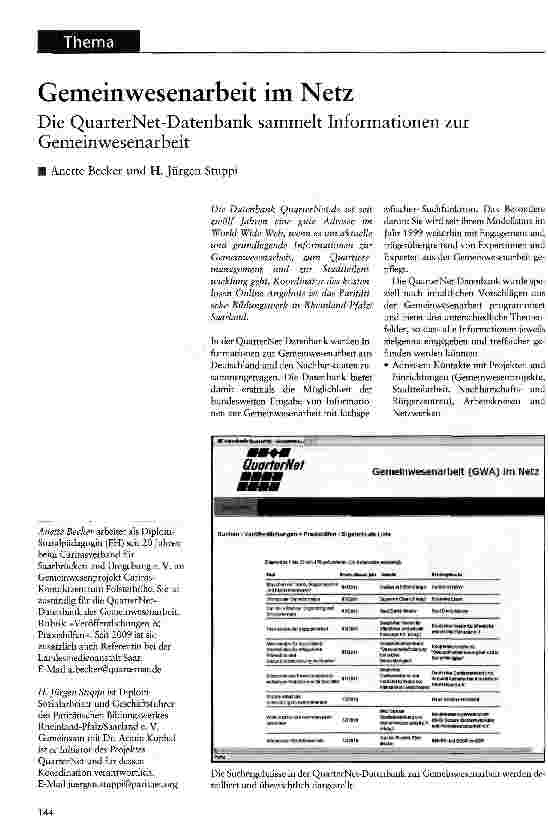 Vorschauseite 1: Gemeinwesenarbeit im Netz
