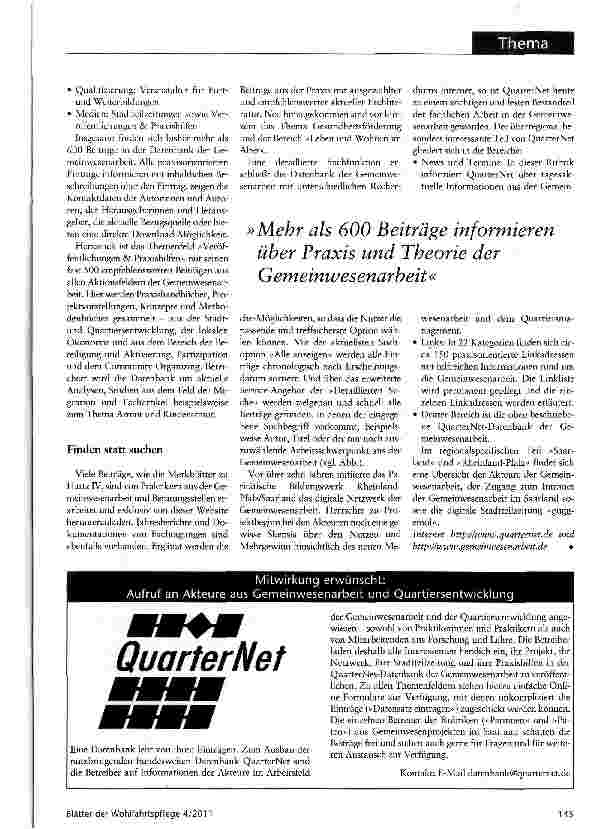 Vorschauseite 2: Gemeinwesenarbeit im Netz