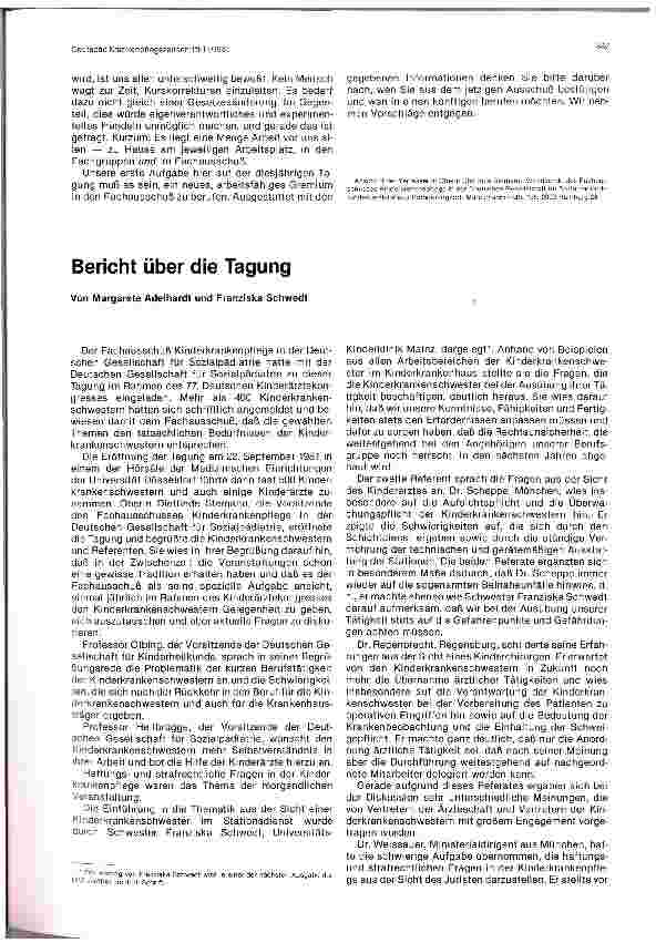 Vorschauseite 1: Bericht über die Tagung