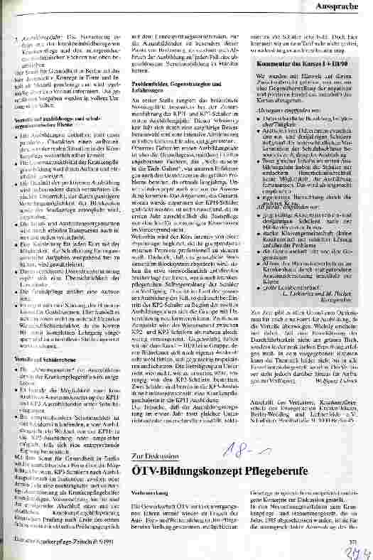 Vorschauseite 2: Zur Diskussion: Ausbildung einmal anders Krankenpflege-, verkürzte Krankenpflegeund Krankenpflegeausbildung