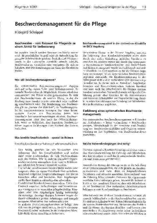 Vorschauseite 1: Beschwerdemanagement für die Pflege