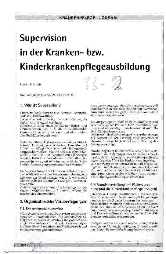 Vorschauseite 1: Supervision in der Krankenbzw. Kinderkrankenpflegeausbildung