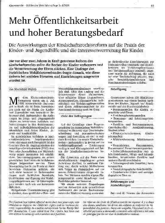 Vorschauseite 1: Mehr Öffentlichkeitsarbeit und hoher Beratungsbedarf
