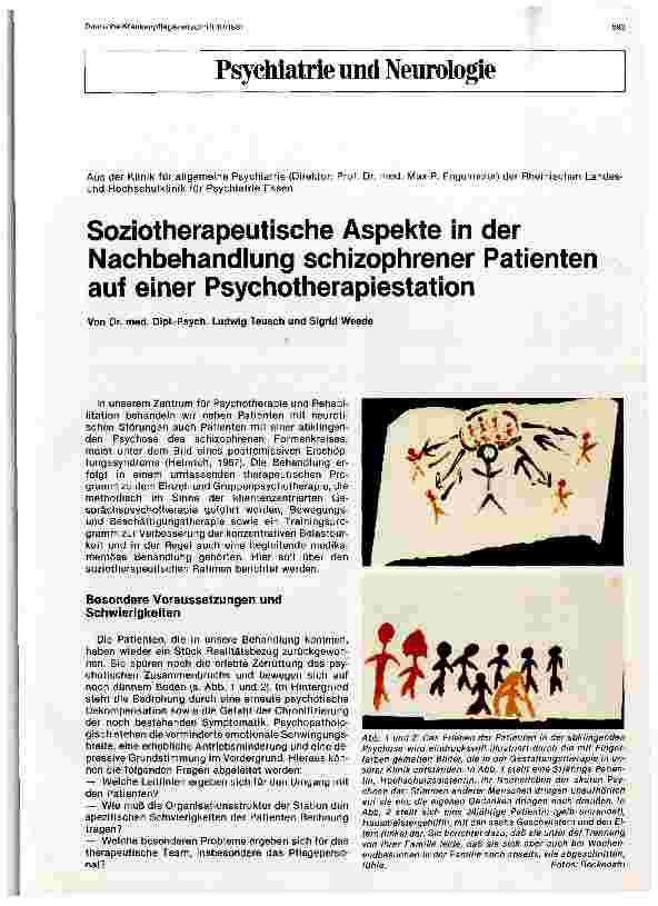 Vorschauseite 1: Soziotherapeutische Aspekte in der Nachbehandlung schizophrener Patienten auf einer Psychotherapiestation
