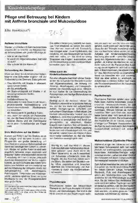 Vorschauseite 1: Pflege und Betreuung bei Kindern mit Asthma bronchiale und Mukoviszidose