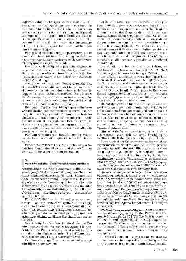 Vorschauseite 2: Besonderheiten im Niedriglohnbereich inZusammenhang mit der Versicherungsund Beitragspflicht in der Rentenversicherung