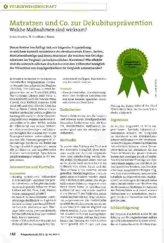 Vorschauseite 1: Matratzen und Co. zur DekubituspräventionWelche Maßnahmen sind wirksam?