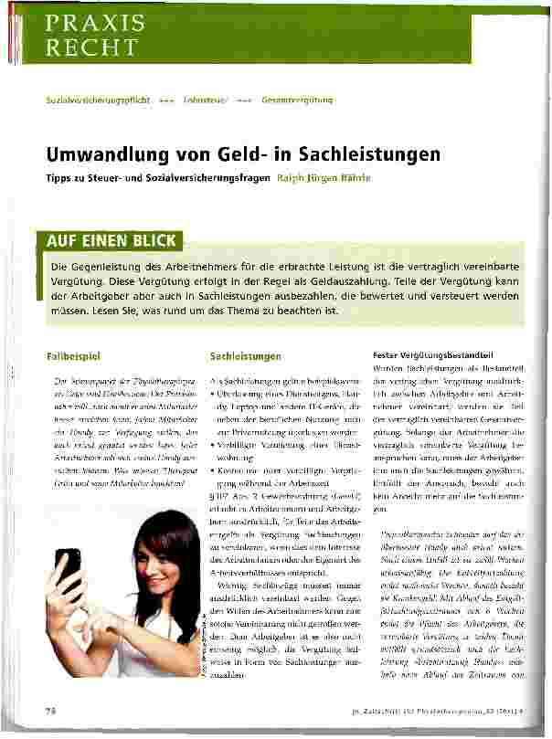 Vorschauseite 1: Umwandlung von Geldin Sachleistungen