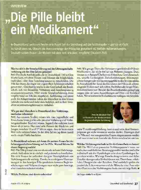 Vorschauseite 1: Die Pille bleibt ein Medikament