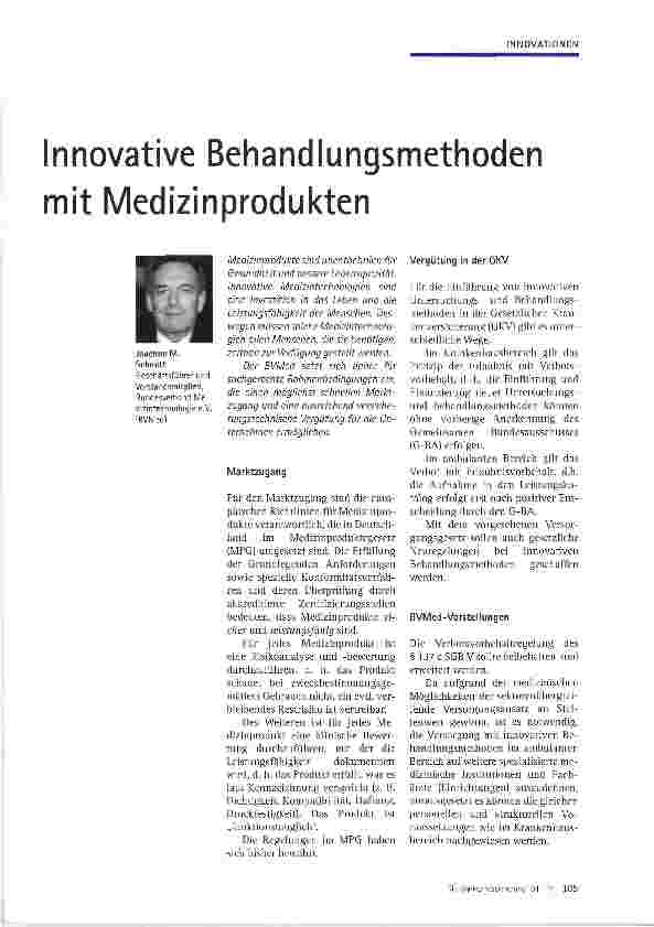 Vorschauseite 1: Innovative Behandlungsmethoden mit Medizinprodukten