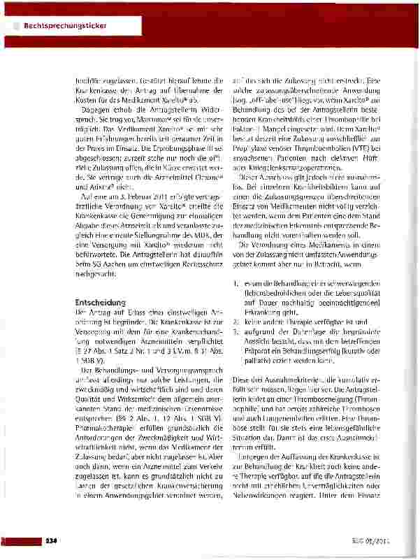 Vorschauseite 2: Zulassungsüberschreitende Anwendung eines Medikamentes bei einer Thromboembolie (off-label-use)