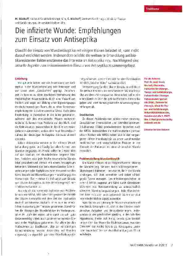 Vorschauseite 1: Die infizierte Wunde: Empfehlungen zum Einsatz von Antiseptika