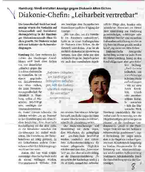 Vorschauseite 1: Diakonie-Chefin: „Leiharbeit vertretbar