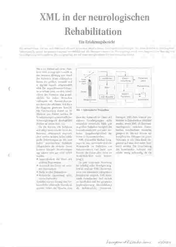 Vorschauseite 1: XML in der neurologischen Rehabilitation Ein Erfahrungsbericht