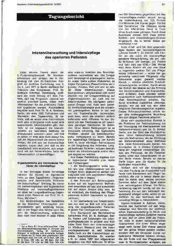 Vorschauseite 1: Intensivüberwachung und Intensivpflege des operierten Patienten