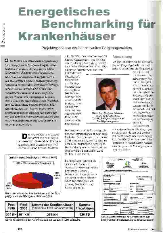 Vorschauseite 1: Energetisches Benchmarking für Krankenhäuser Projektergebnisse der bundesweiten Fragebogenaktion
