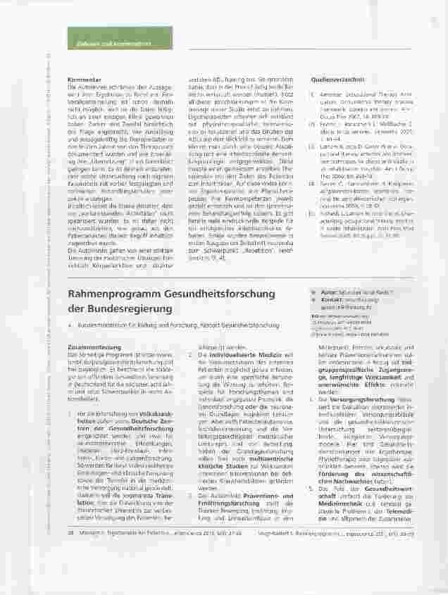 Vorschauseite 2: Ergotherapie bei Patienten nach Schiaganfall hat zu wenig Alltagsbezug