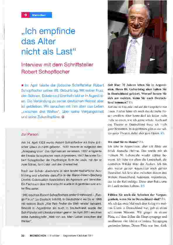Vorschauseite 1: „Ich empfinde das Alter nicht als Last