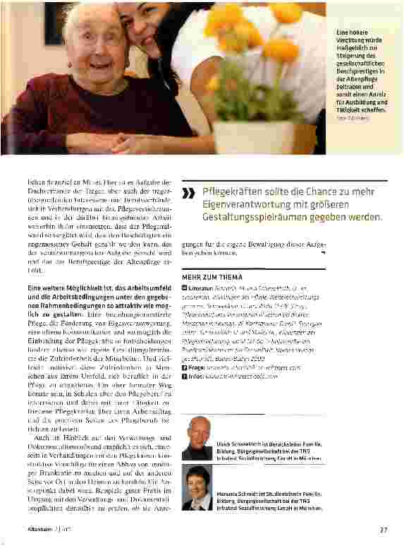 Vorschauseite 4: Das Berufsprestige der Altenpflege aufwertenEntwicklungspotenzial und Handlungsbedarf