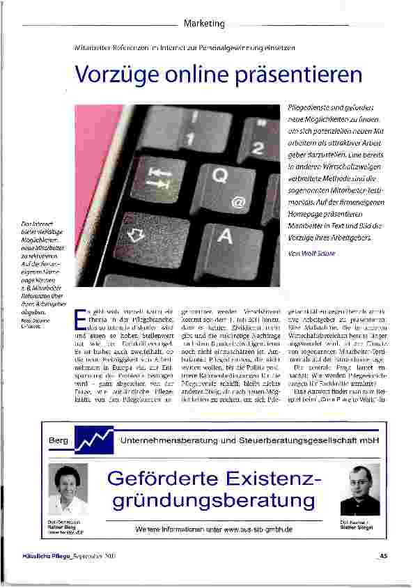 Vorschauseite 1: Vorzüge online präsentieren