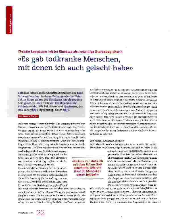 Vorschauseite 1: «Es gab todkranke Menschen, mit denen ich auch gelacht habe»