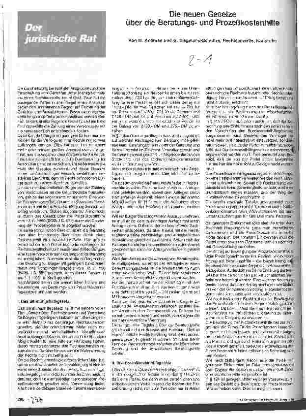 Vorschauseite 1: Die neuen Gesetze über die Beratungsund Prozeßkostenhilfe