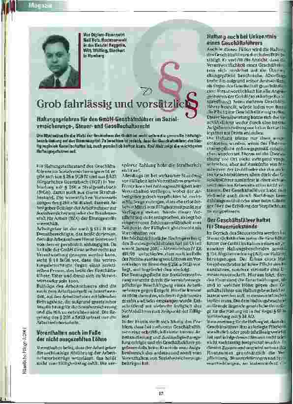 Vorschauseite 1: Grob fahrlässig und vorsätzlich
