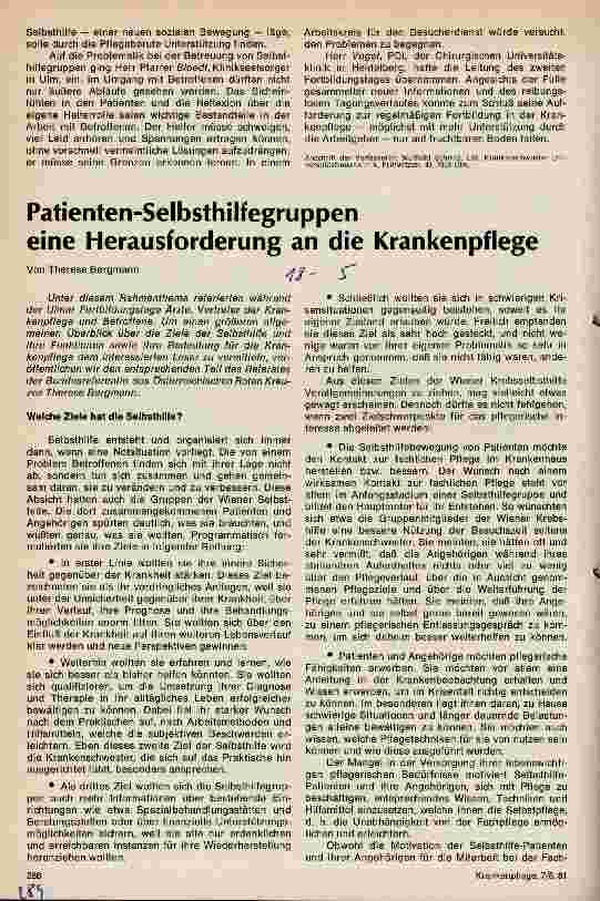 Vorschauseite 1: Patienten-Selbsthilfegruppen eine Herausforderung an die Krankenpflege