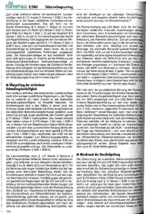 Vorschauseite 5: Die Sicherstellungsverträge nach § 112 SGB V und der Streit um die Vergütung der stationären Behandlung