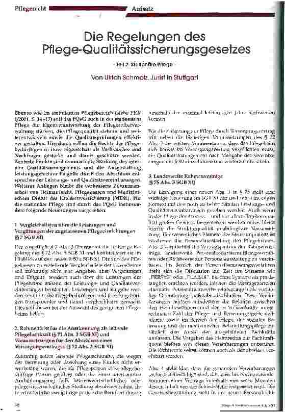 Vorschauseite 1: Die Regelungen des Pflege-Qualitätssicherungsgesetzes