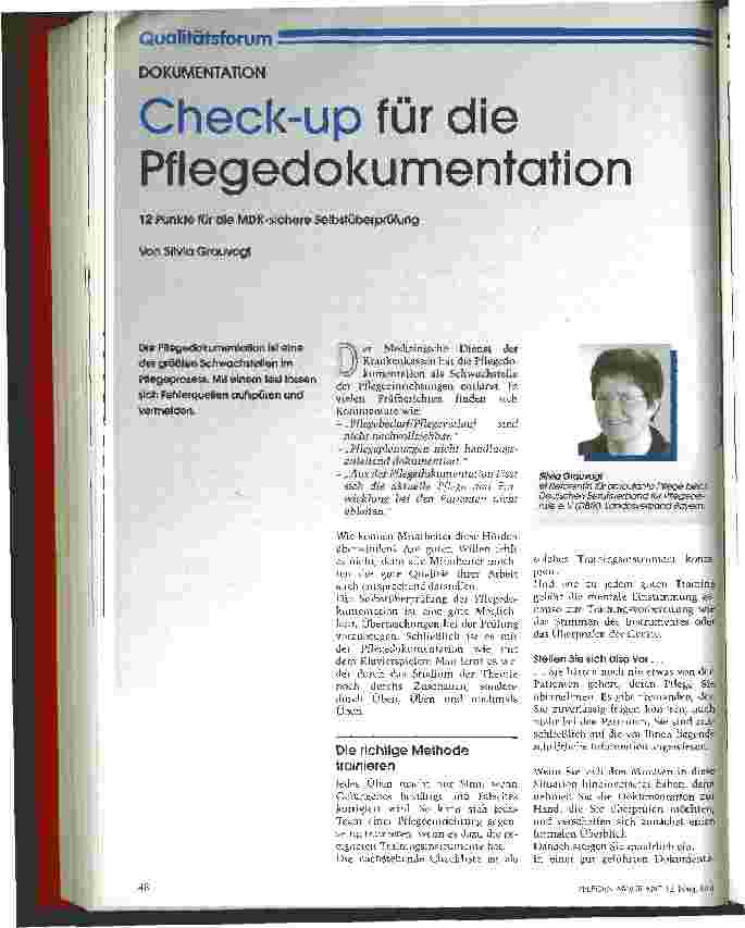 Vorschauseite 1: Check-up für die Pflegedokumentation 12 Punkte für die MDK-sichere Selbstüberprüfung