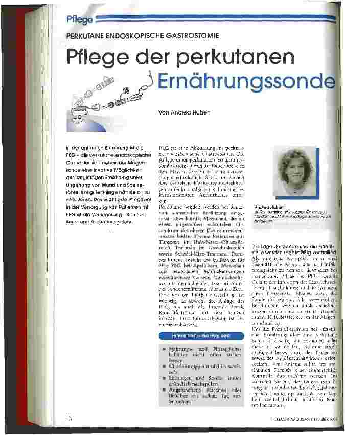 Vorschauseite 1: Pflege der perkutanen Ernährungssonde